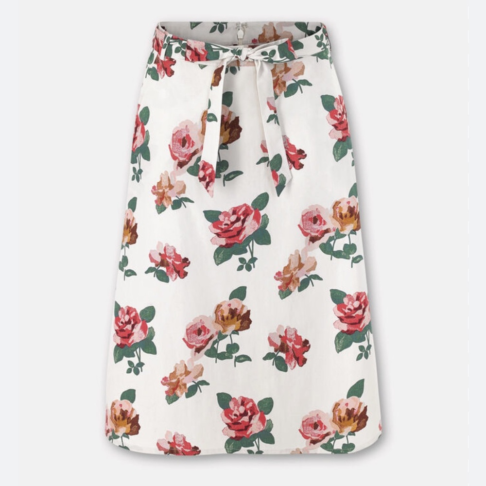 Cath Kidston London Chiswick Belted Tie Floral Rose Skirt NEW with Tags 8